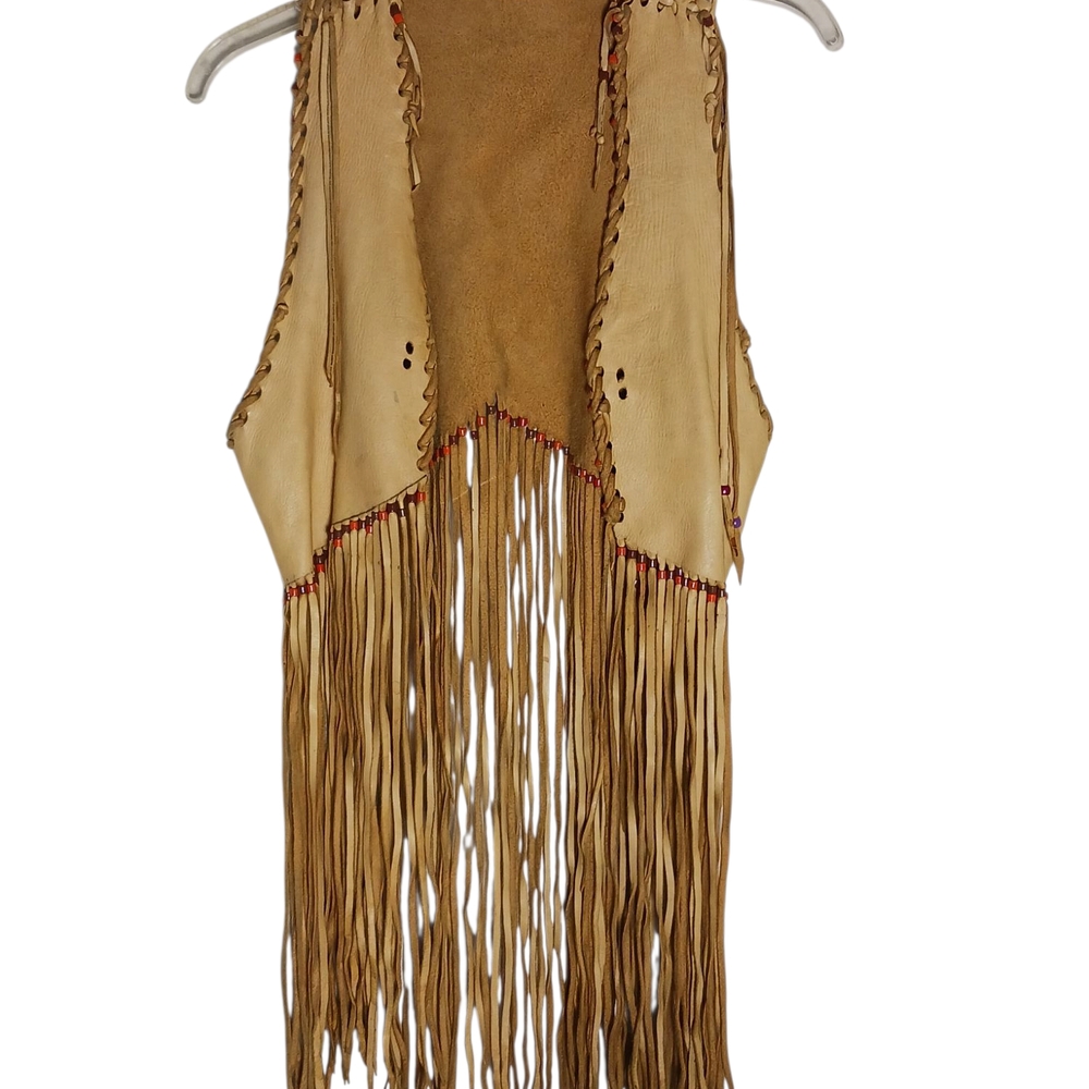 Buckskin Leather Fringed Tan Vest